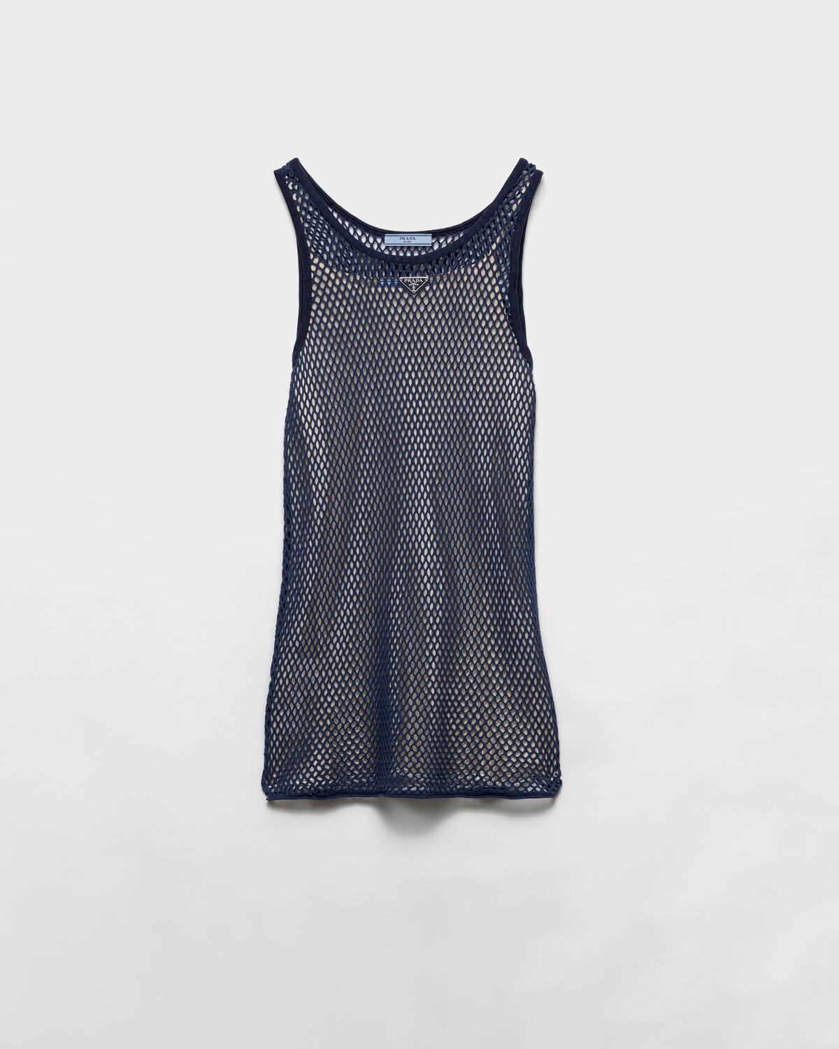 

Платье из хлопковой сетки Prada, темно-синий
