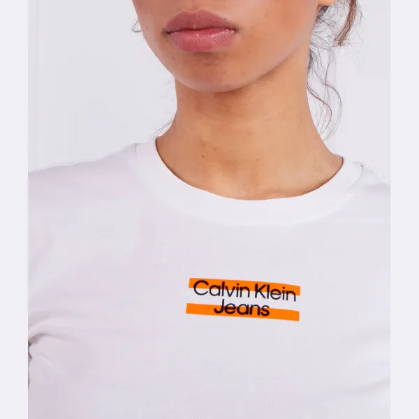 Футболка обычного кроя в полоску с логотипом Calvin Klein, белый — фото 4
