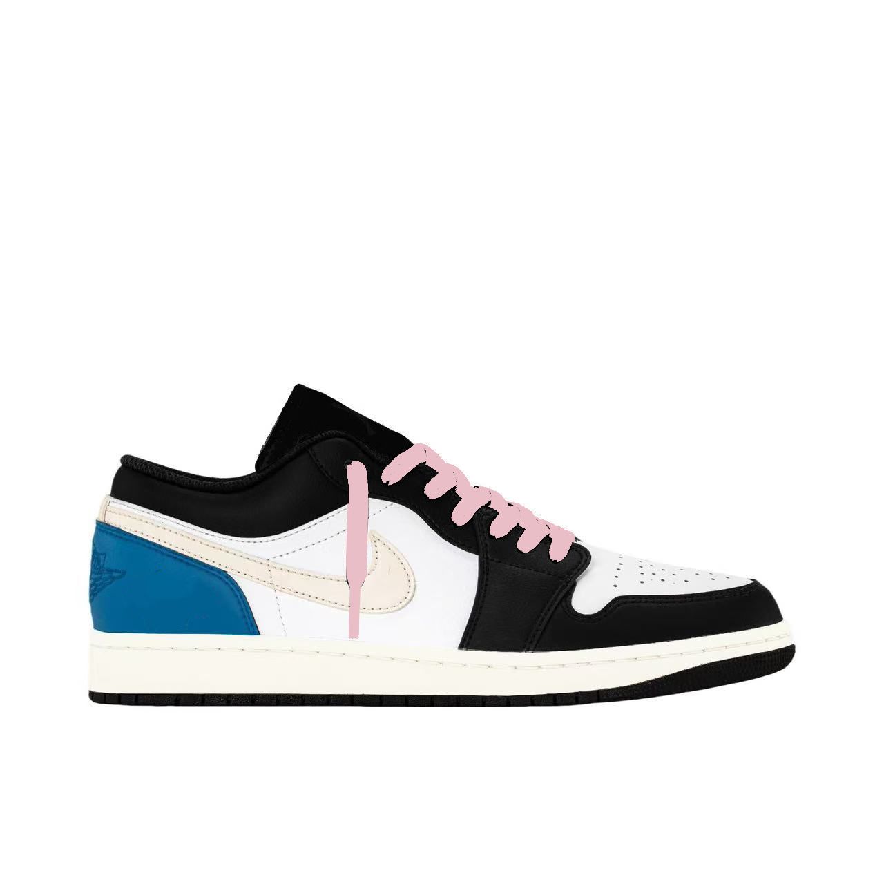 Air 1 устойчивые к истиранию низкие баскетбольные кроссовки Unisex Black White Blue Jordan, синий — фото 3