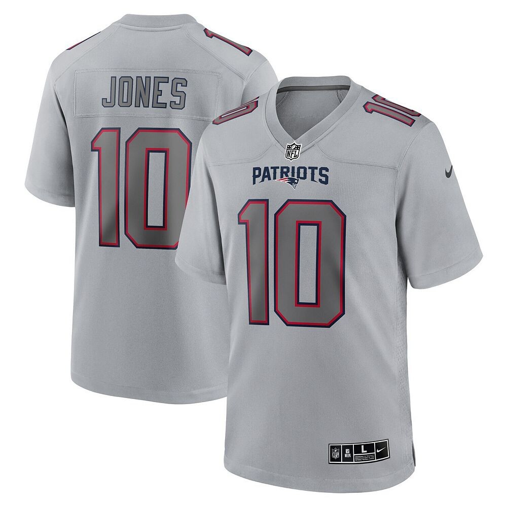 

Мужское джерси Nike Mac Jones Grey New England Patriots Atmography Fashion Game Джерси, цвет Pat Grey