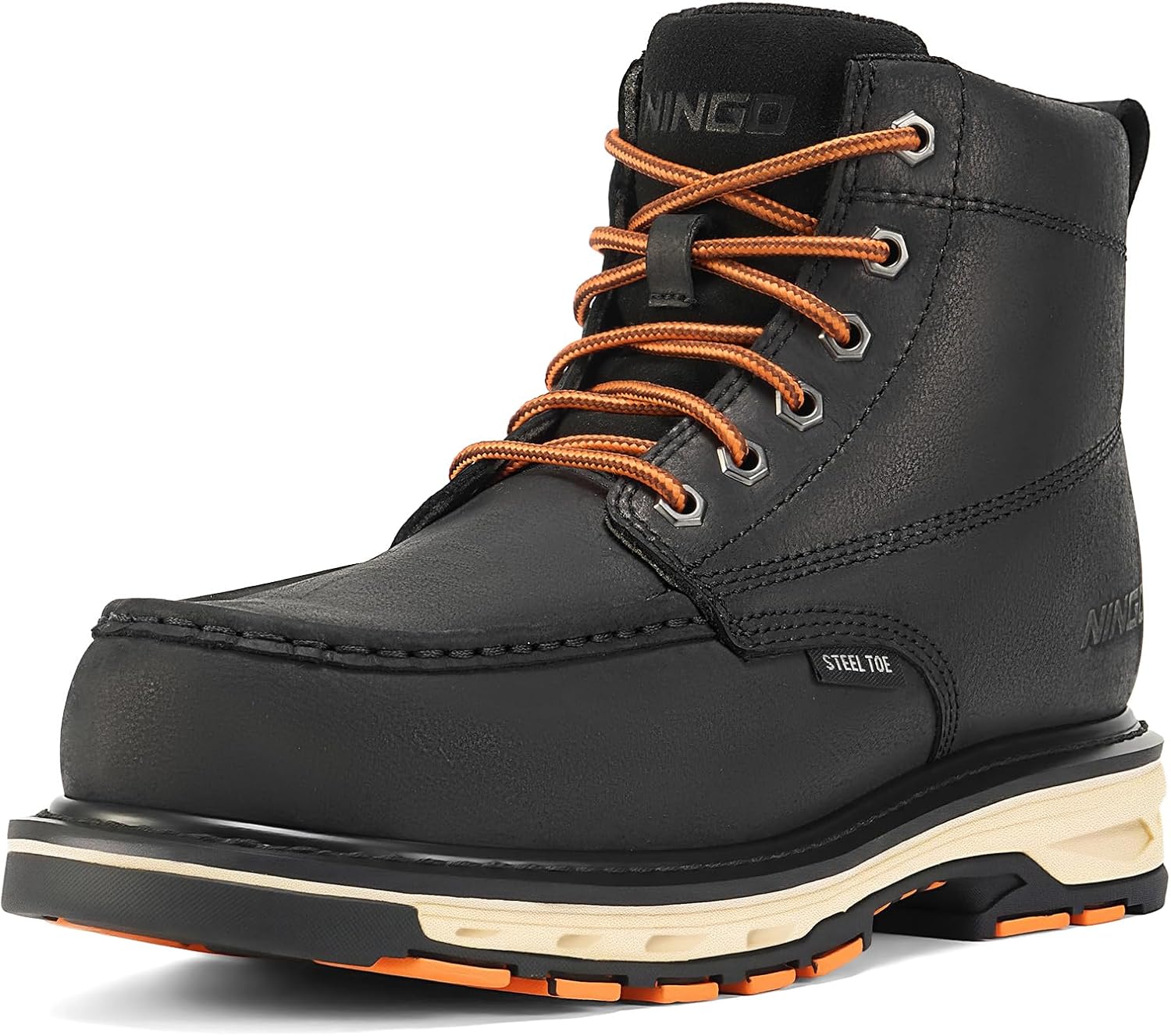 

Ботинки NINGO с металлическим носком для мужчин, стойкие к проколам и не скользящие, мужские безопасные ботинки с обувной защитой EH, водо- и маслостойкие для строительства, охоты и сварки, черный