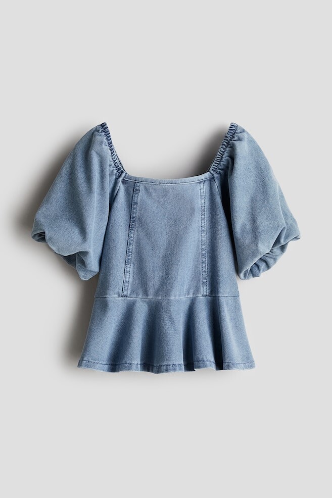 

Блузка с баской в джинсовом стиле H&M, синий