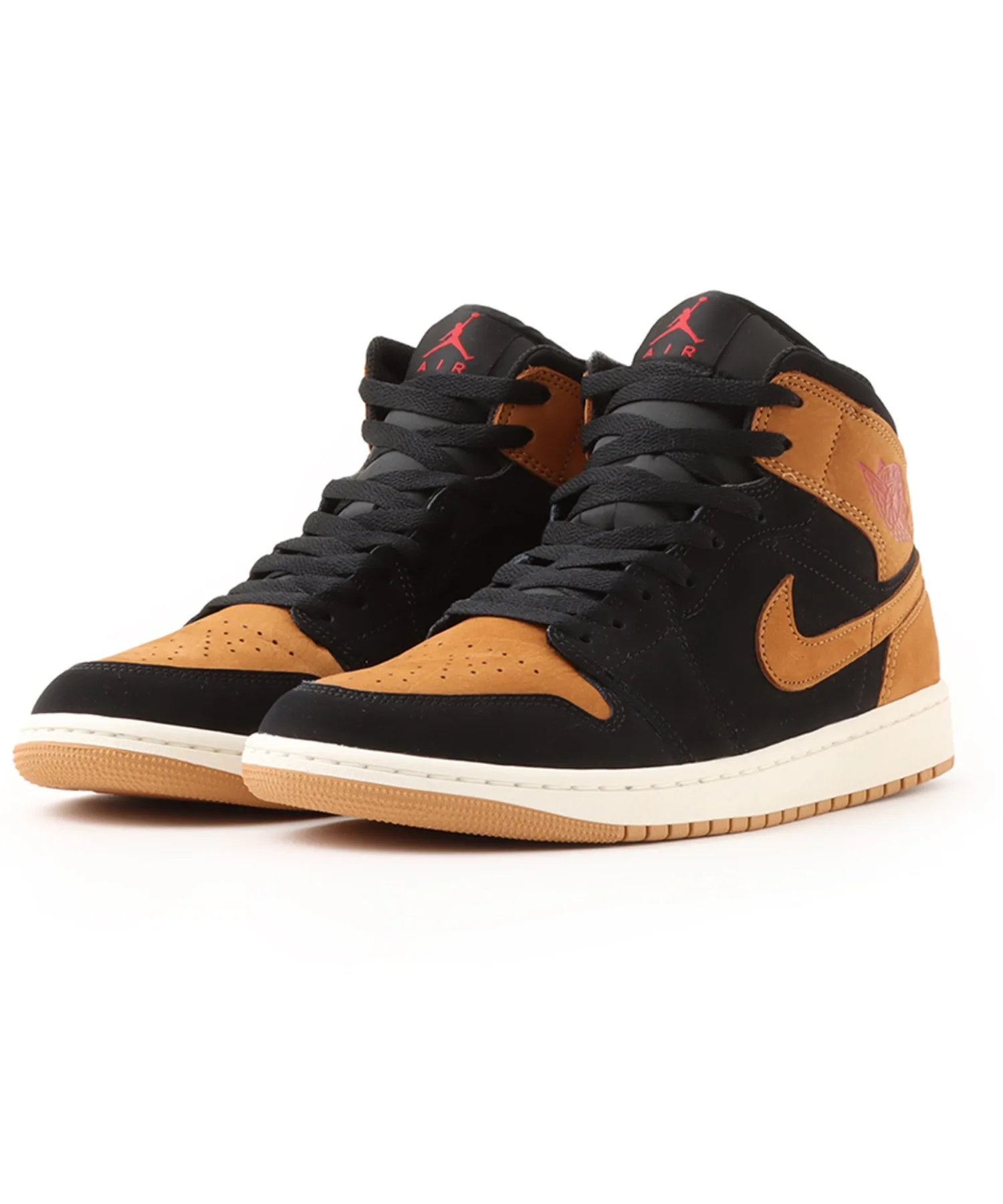 Мужские и женские кроссовки Air Jordan 1 Mid SE с кожаным верхом JORDAN BRAND чёрные