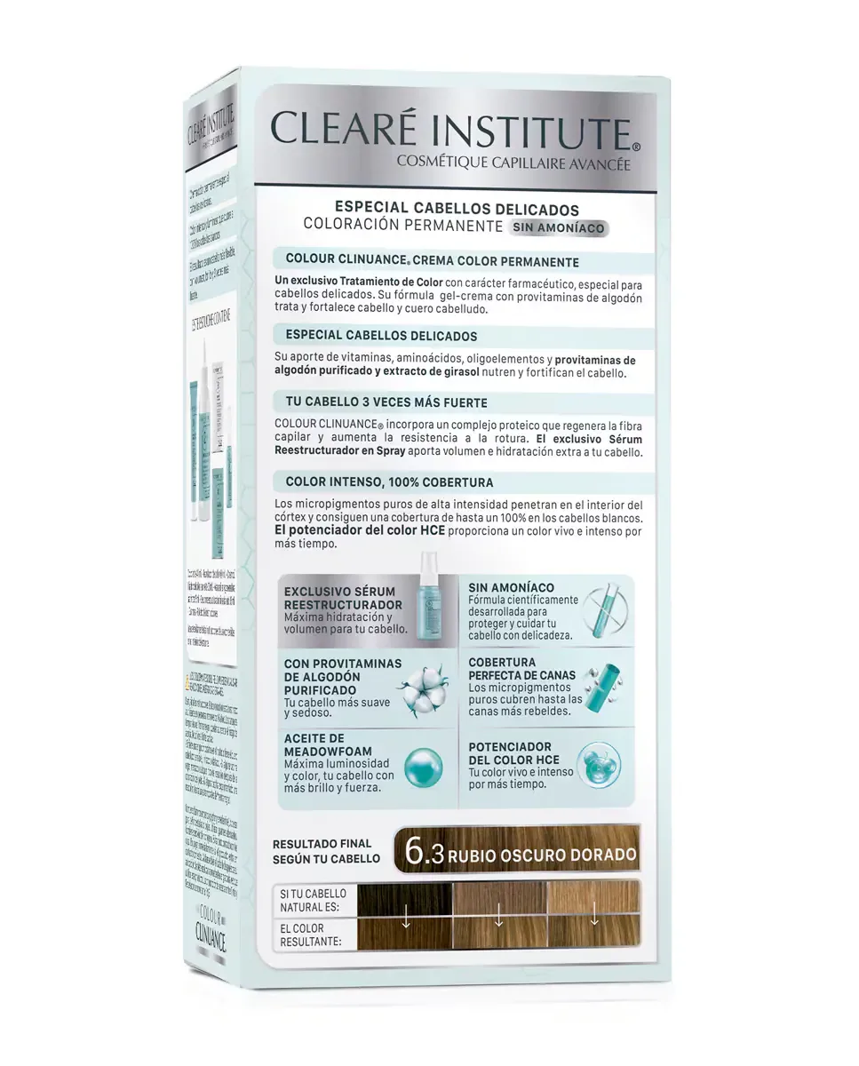 Постоянное окрашивание Colour Clinuance для нежных волос Clearé Institute, 6.3 Rubio Oscuro Dorado — фото 2