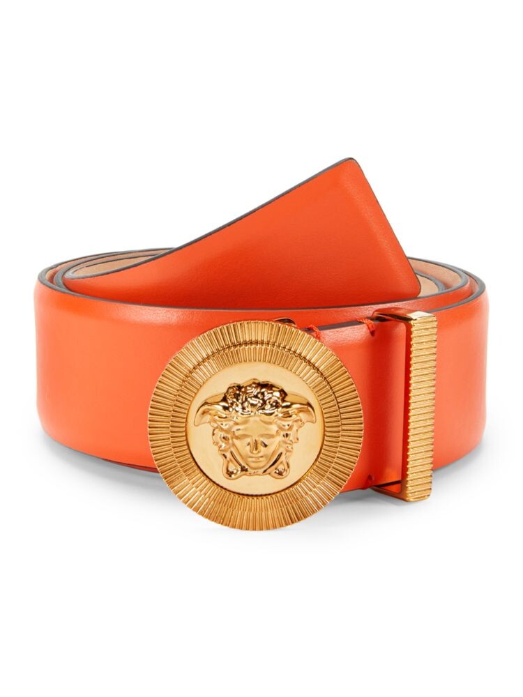 

Круглый кожаный ремень с пряжкой Medusa Versace, оранжевый