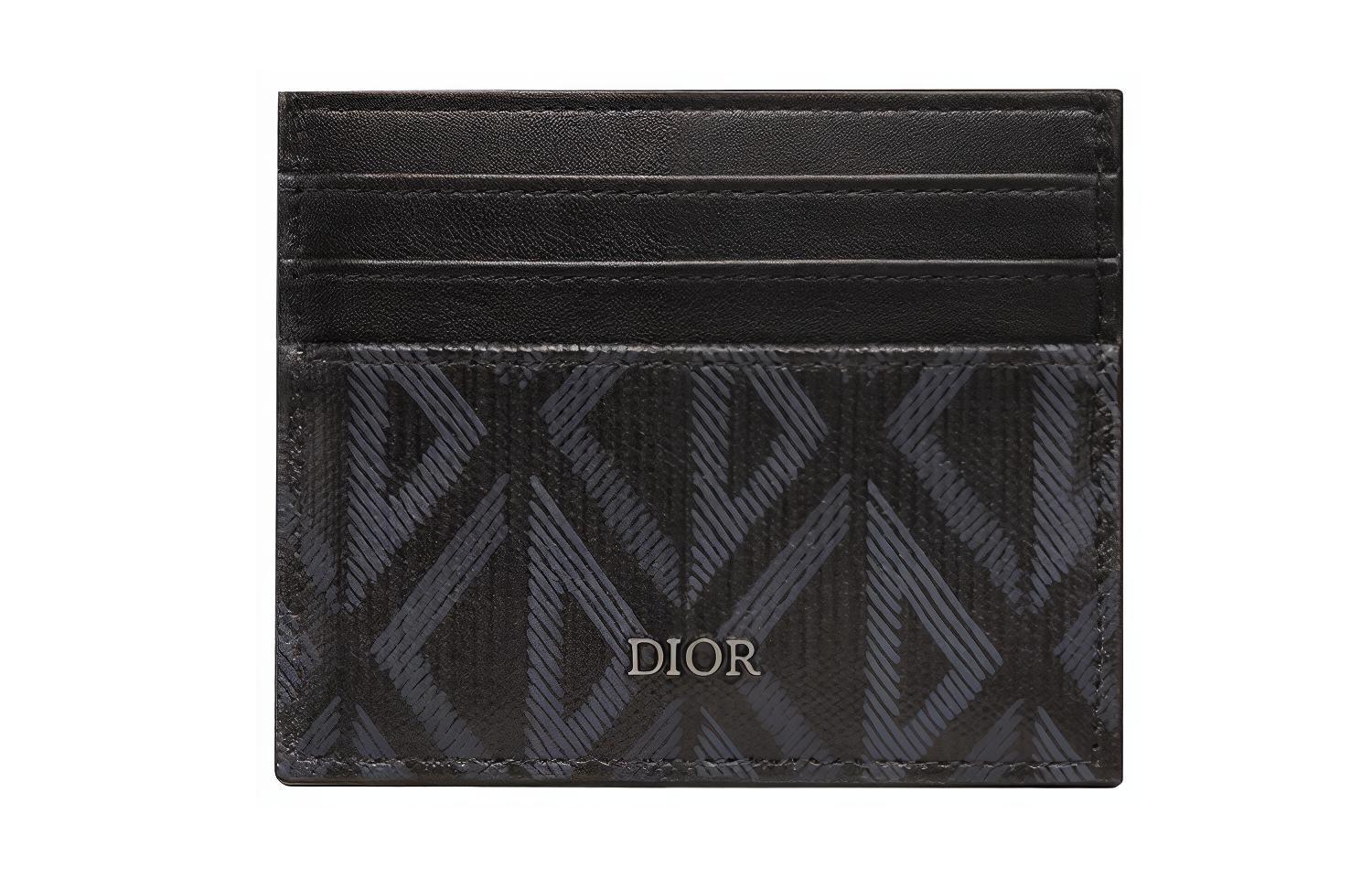 

DIOR CD Diamond Canvas с кожаным кошельком для карт, мужской, черный