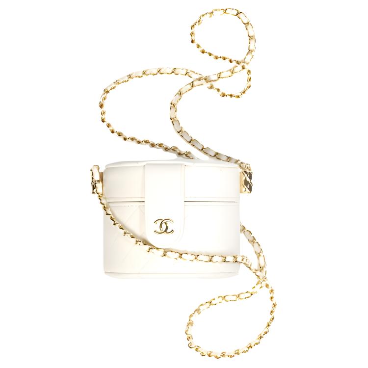 

CHANEL 21B Fall Grain Embossed Lambskin Cylinder Bag, косметичка, сумка, сумка через плечо, кроссбоди женская белая