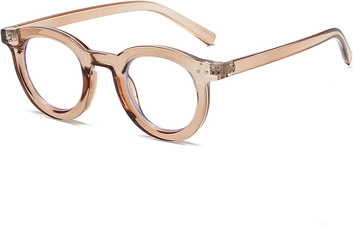 

Овальные солнцезащитные очки для женщин и мужчин - прозрачные линзы оранжевого градиента - защита от УФ-излучения UV400 - дизайн оправы в стиле панк с заклепками DSVIGF, Tea Clear