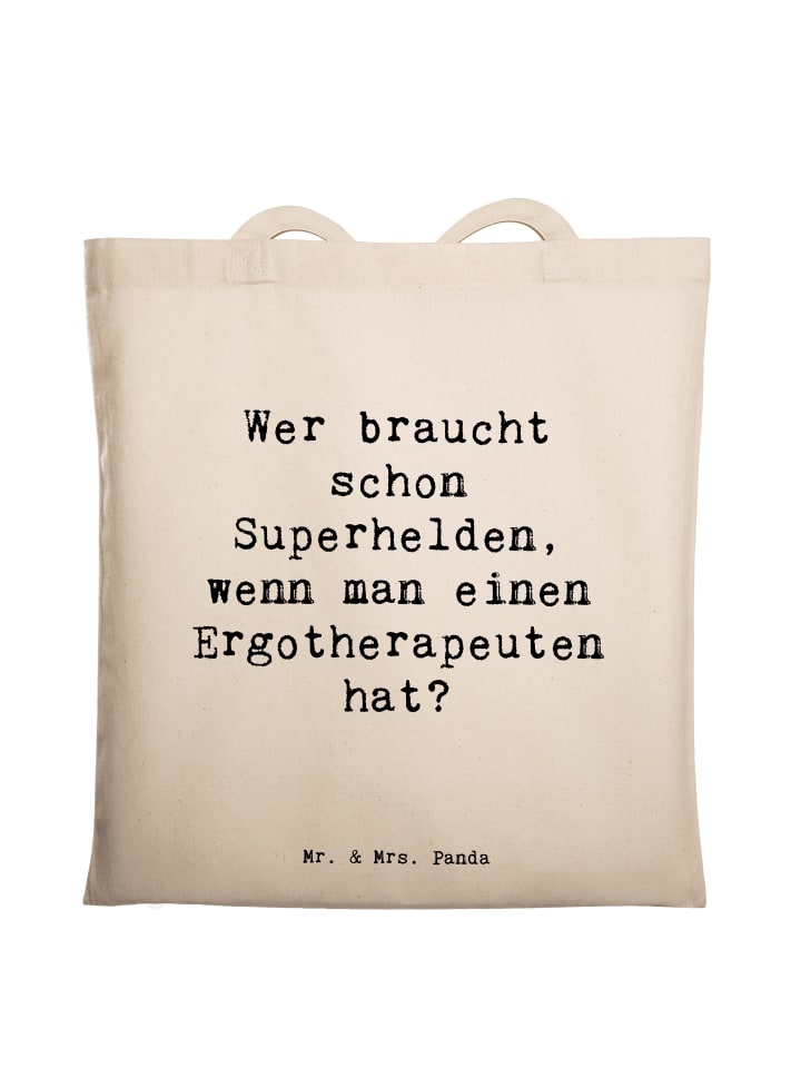 

Сумка-шоппер с надписью Герой-эрготерапевт кремового цвета Mr. & Mrs. Panda