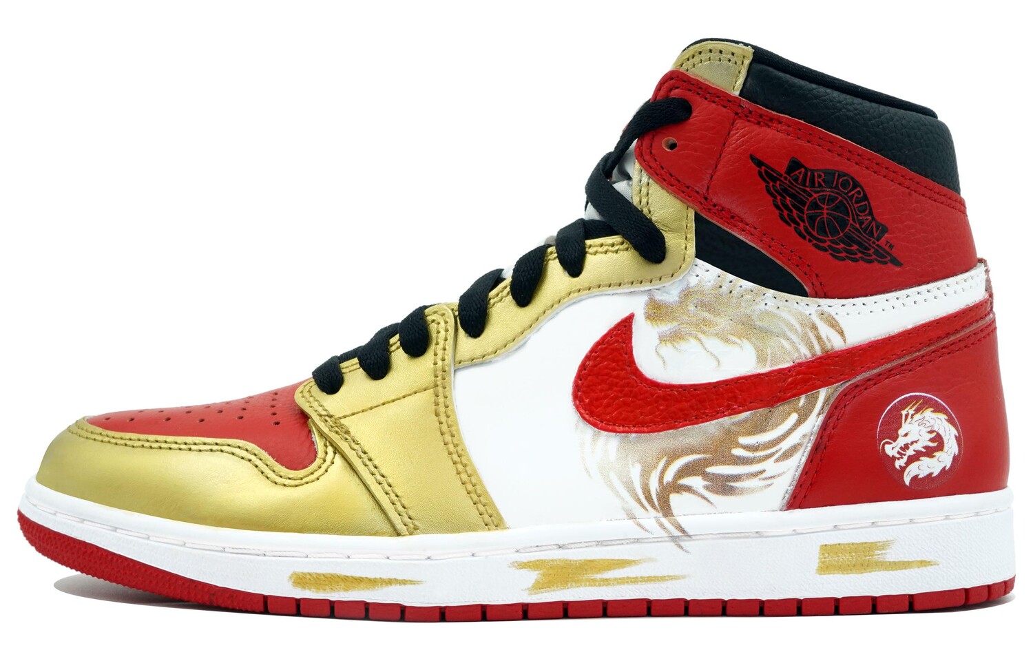 

Кроссовки Air JORDAN 1 Vintage Basketball Shoes Unisex High-Top White Gold