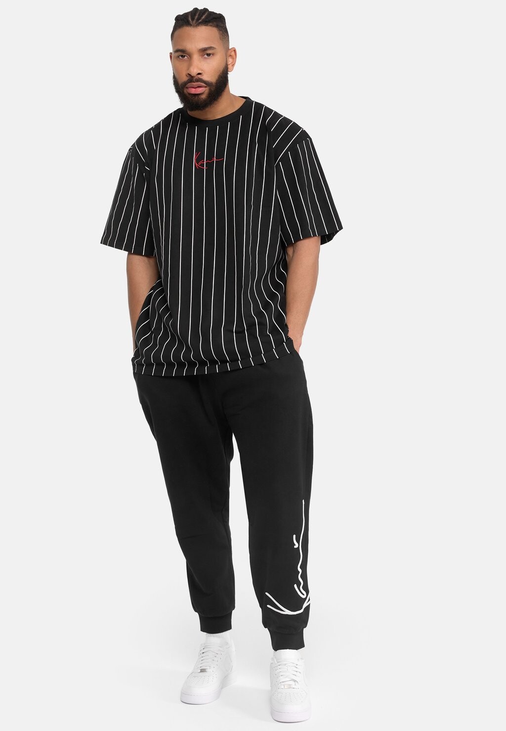 

Футболка с принтом Small Signature Pinstripe Tee Karl Kani, черная