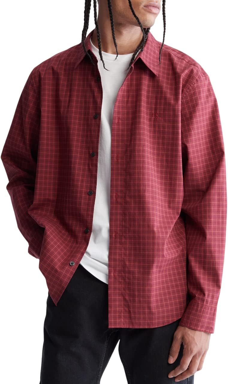 

Мужская клетчатая рубашка на пуговицах Calvin Klein, Alpine Berry