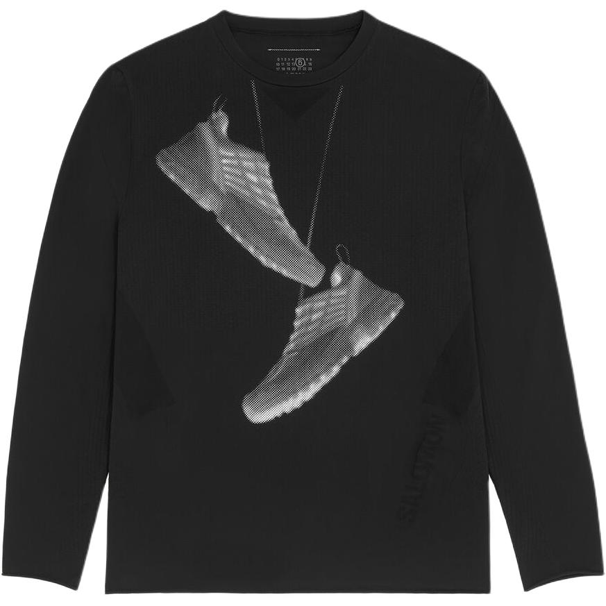 X Salomon Графический принт Длинный рукав Топ MM6 Maison Margiela, Черный — фото 2