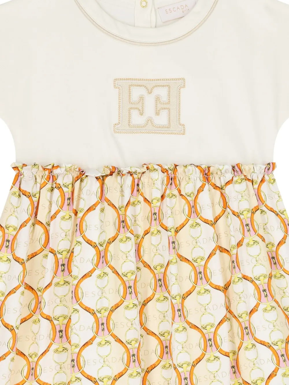 Платье с вышитым логотипом Escada Kids, белый — фото 3