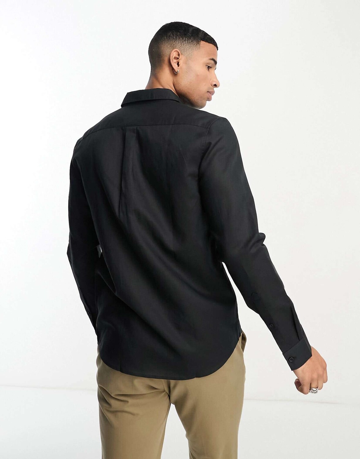 

Черная элегантная льняная рубашка ASOS Regular