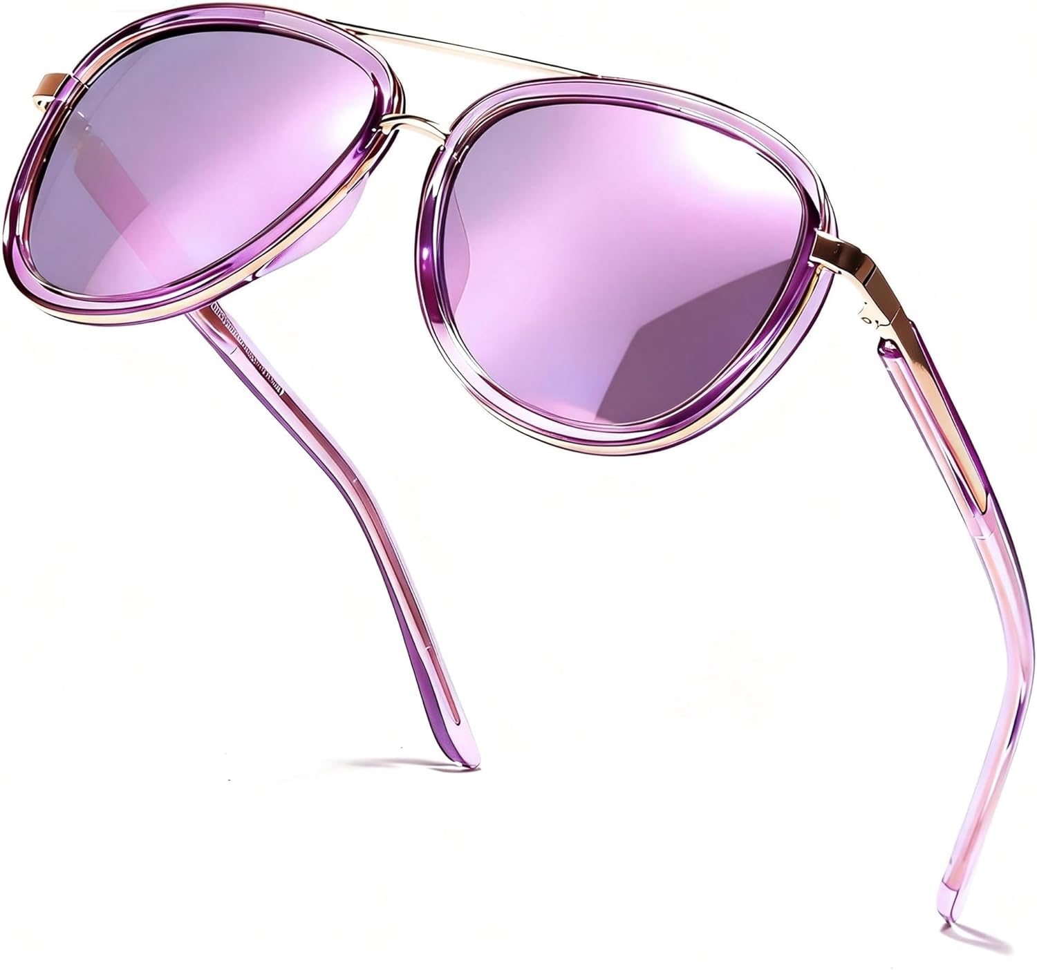 

Поляризованные солнцезащитные очки-авиаторы SIPHEW для женщин и мужчин - защита от УФ-излучения UV400, классический стиль с оправой TR90, A04-purple Aviator Sunglasses