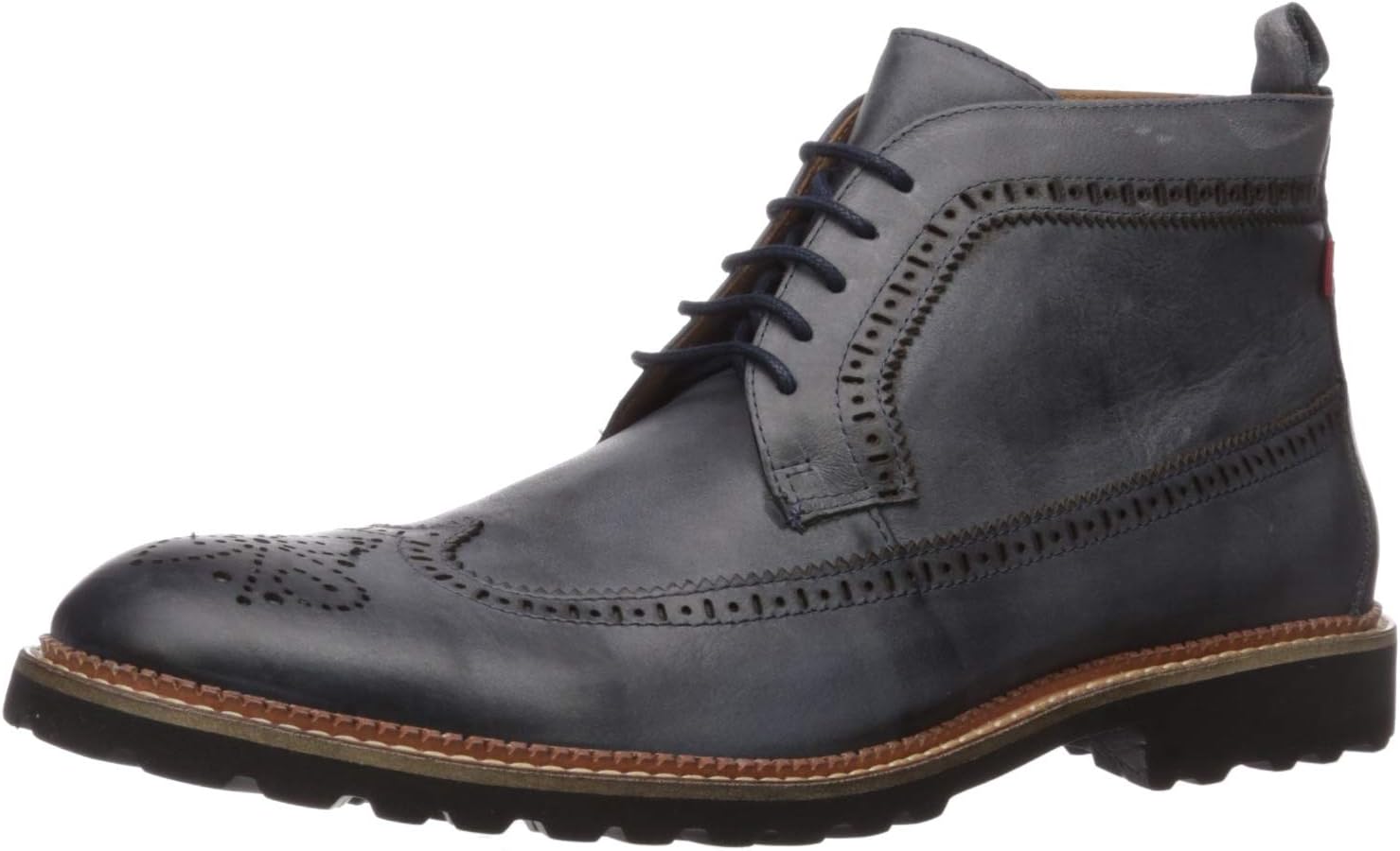 

Мужские кожаные легкие ботинки до щиколотки Marc Joseph New York с крыльями-деталями, Navy Washed Nappa