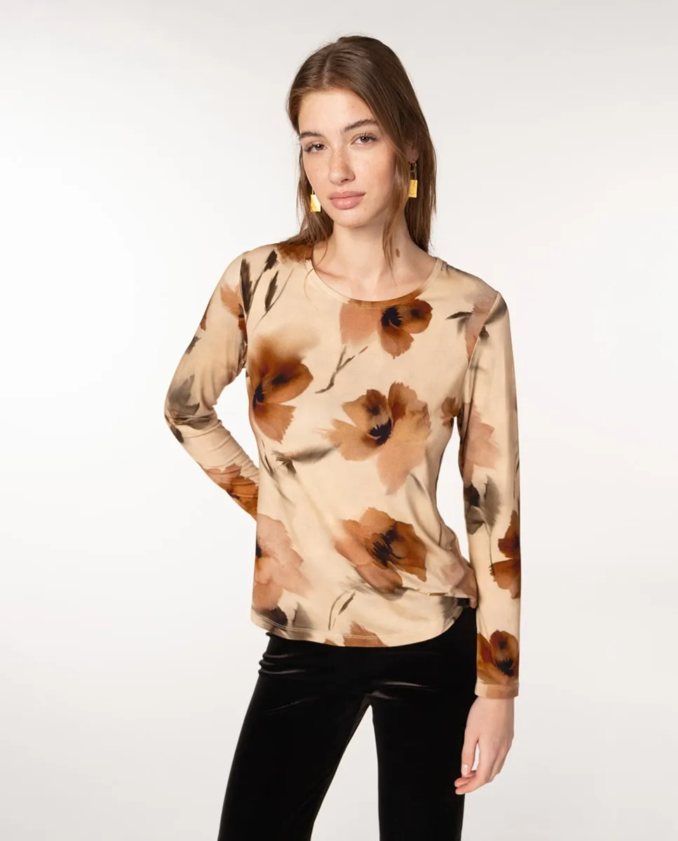 

Женская футболка с цветочным принтом и круглым вырезом Naulover, светло-розовый