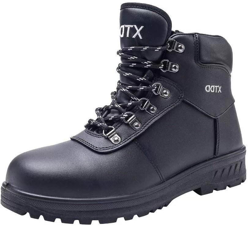 

Ботинки DDTX SBP до щиколотки для мужчин, из натуральной кожи, с металлическим носком, боковой молнией, защитные ботинки от раздавливания и проколов, шнуровка, черный