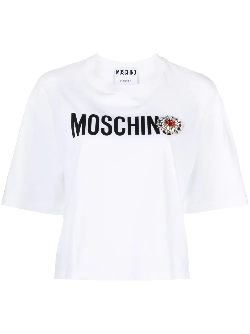 

Футболка с логотипом и аппликацией Moschino, белый