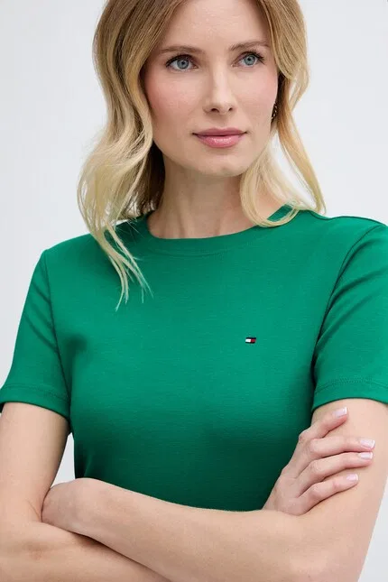 Футболка с коротким рукавом хлопковая Tommy Hilfiger, зеленый — фото 4