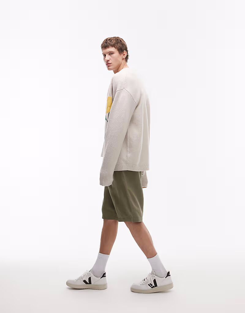 

Широкие льняные шорты Topman цвета хаки