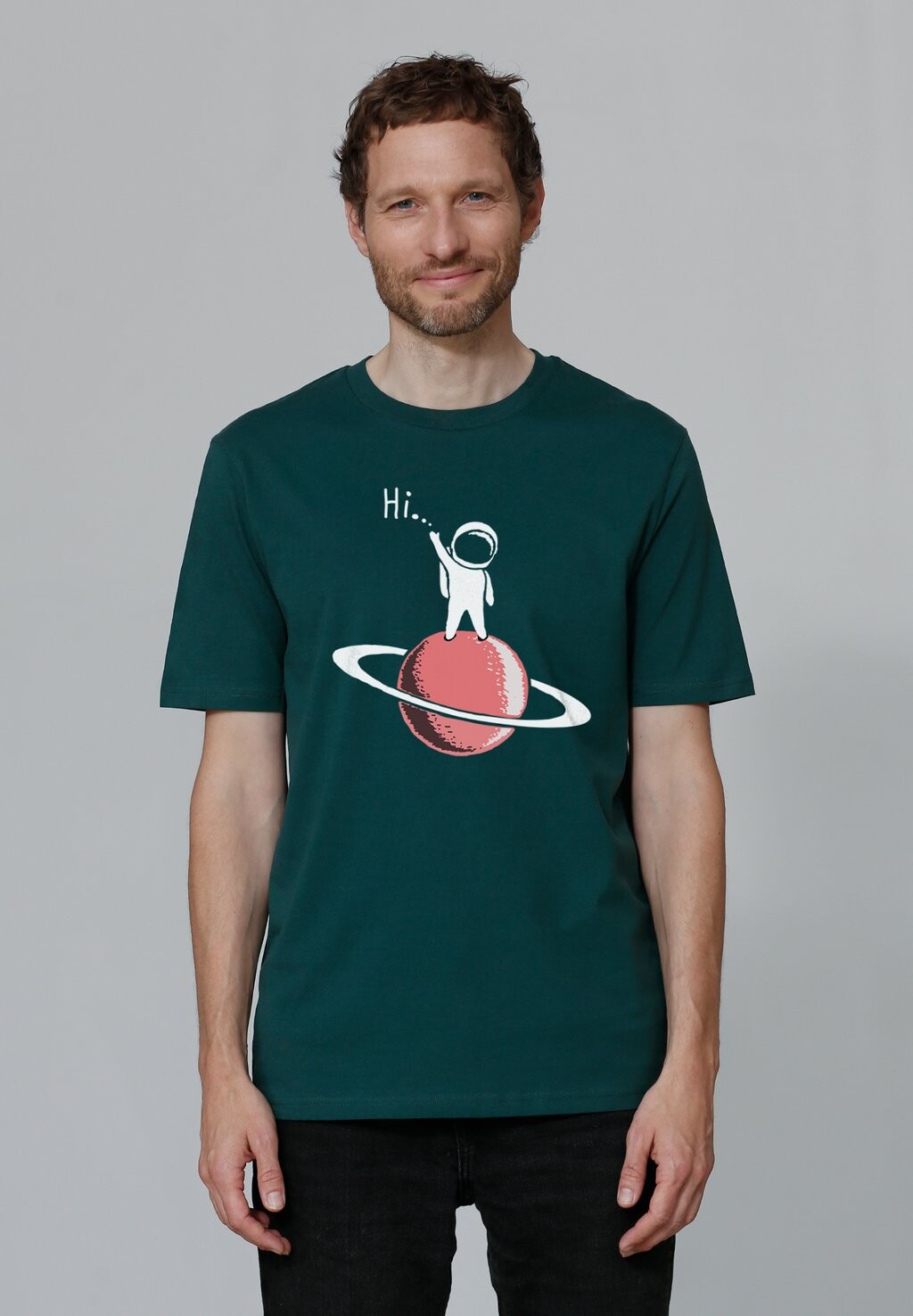 

Футболка с принтом ASTRONAUT SAYS HI watapparel, темно-зеленый