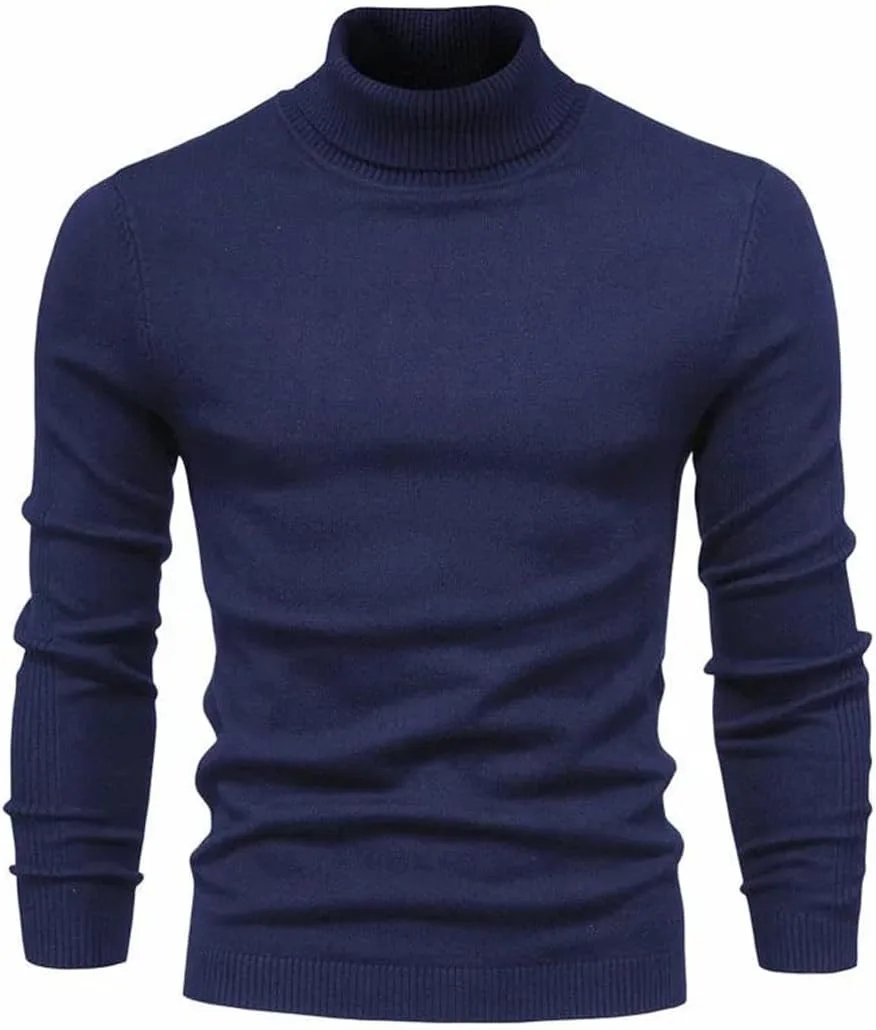Мужской зимний пуловер с высоким воротником из шерсти slim-fit — фото 2