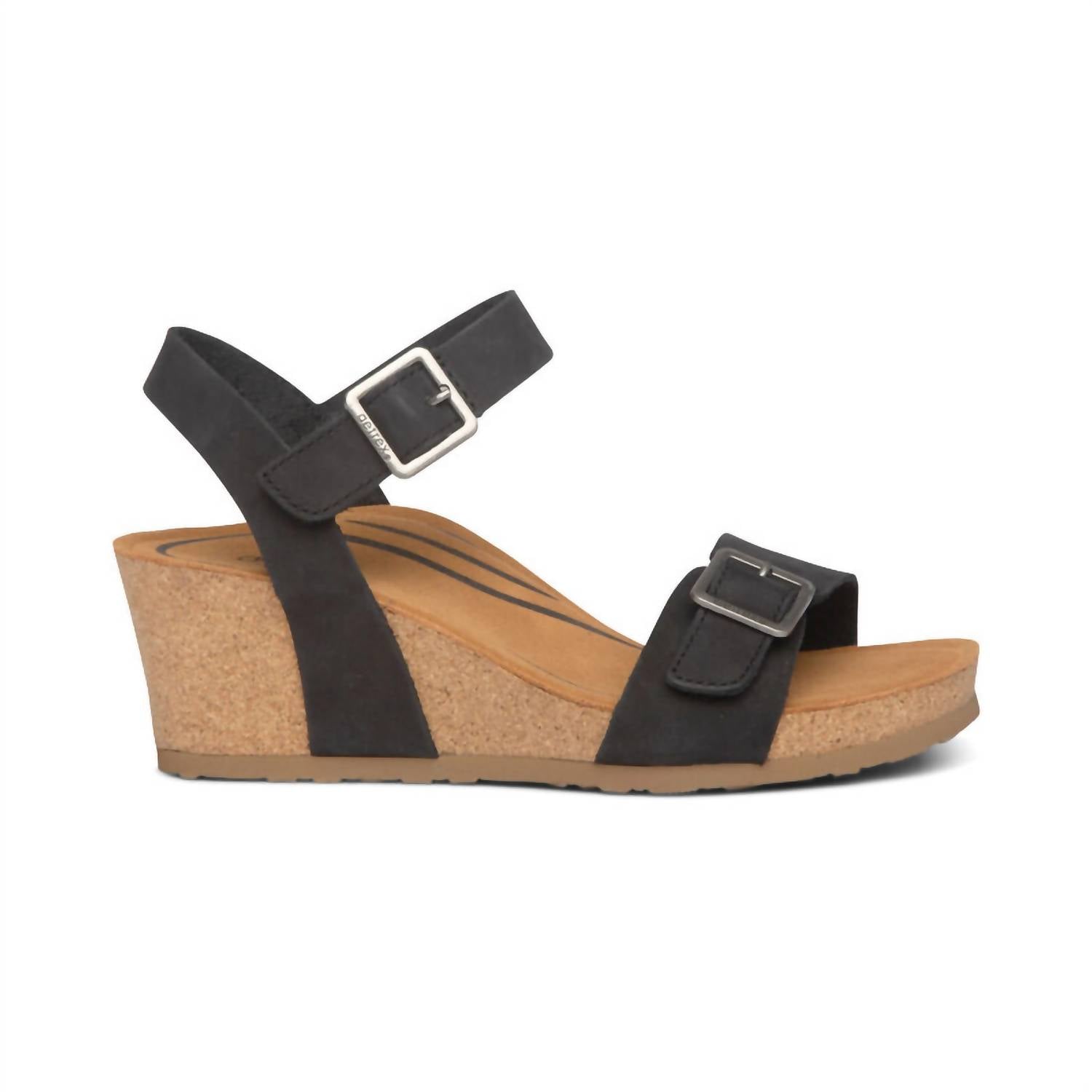 Сандалии Lexa Quarter Strap Wedge на танкетке черного цвета Aetrex — фото 2