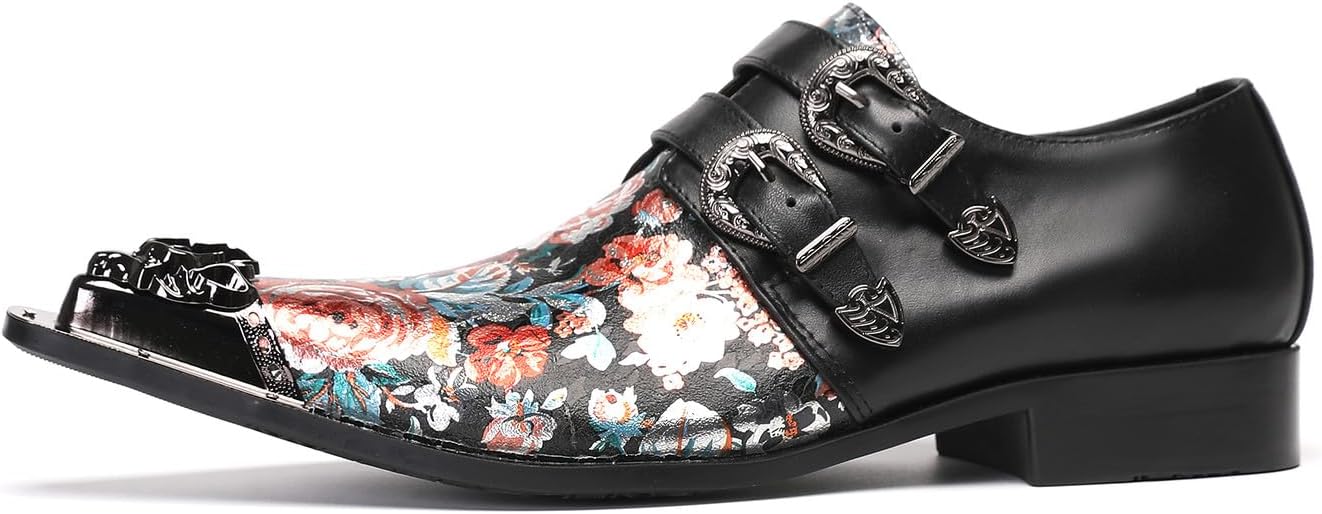 Мужские лоферы Santimon Mens, праздничные, повседневные, с металлическим носком и пряжкой, на каблуке, кожаные лоферы, западная мода, бальные, диско, смокинговые летние туфли для мужчин и мальчиков, черный — фото 2