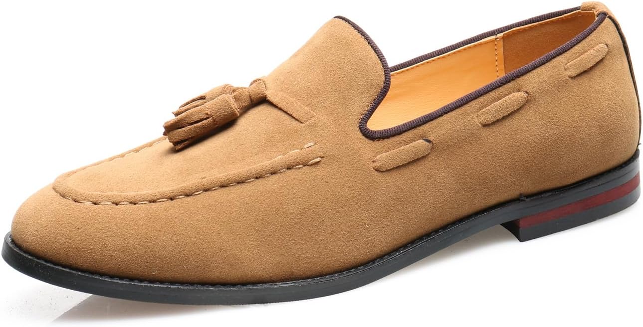 

Мужские лоферы Santimon с кисточками, замшевые, без шнурков, деловые и повседневные, для торжеств и свадеб, с удобной посадкой, Tan