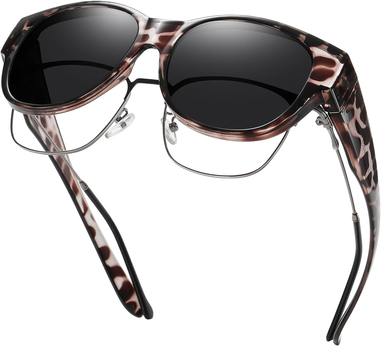 

Солнцезащитные очки GEGURI Fit Over Glasses с поляризацией, для женщин и мужчин, стильный дизайн «кошачий глаз», 100% защита от УФ-излучения, L Size White Tortoise Frame Grey Lens