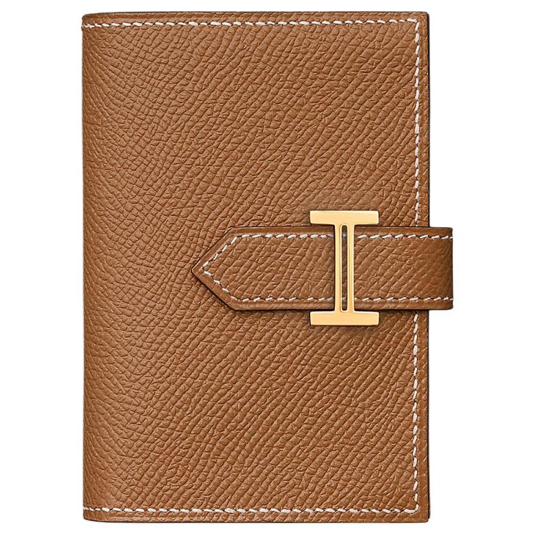 HERMES Кошелек Bearn Gold tone Lock Epsom Leather Mini Women's 37 Gold Brown