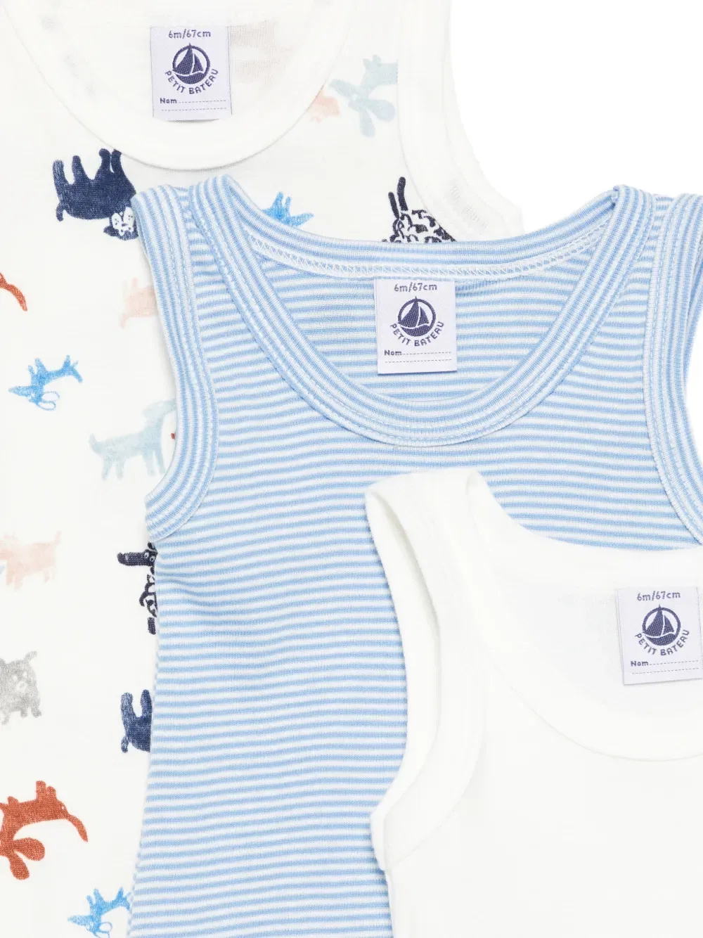 Комплект из трех боди с графичным принтом Petit Bateau, белый — фото 2