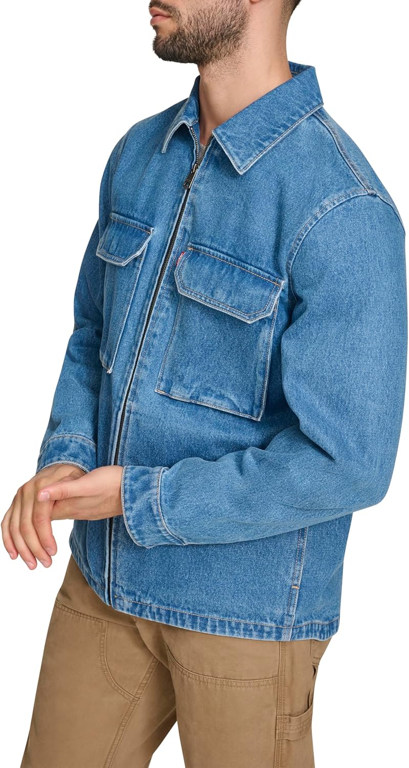 Мужская рабочая куртка Levi's с двумя нагрудными карманами, Medium Wash Denim — фото 3