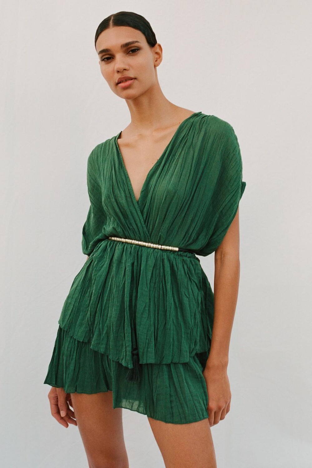 

Комбинезон с эффектом мятки ZARA, темно-зеленый