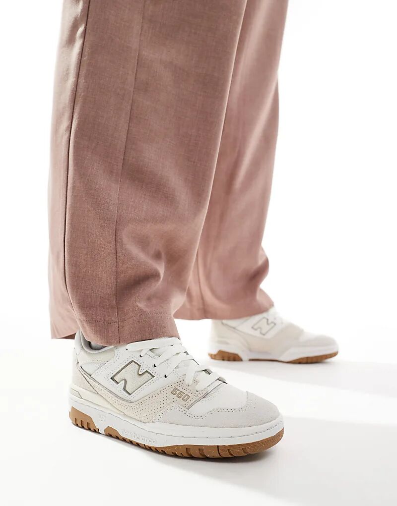 Кроссовки New Balance 550 кремового цвета с отделкой из камней