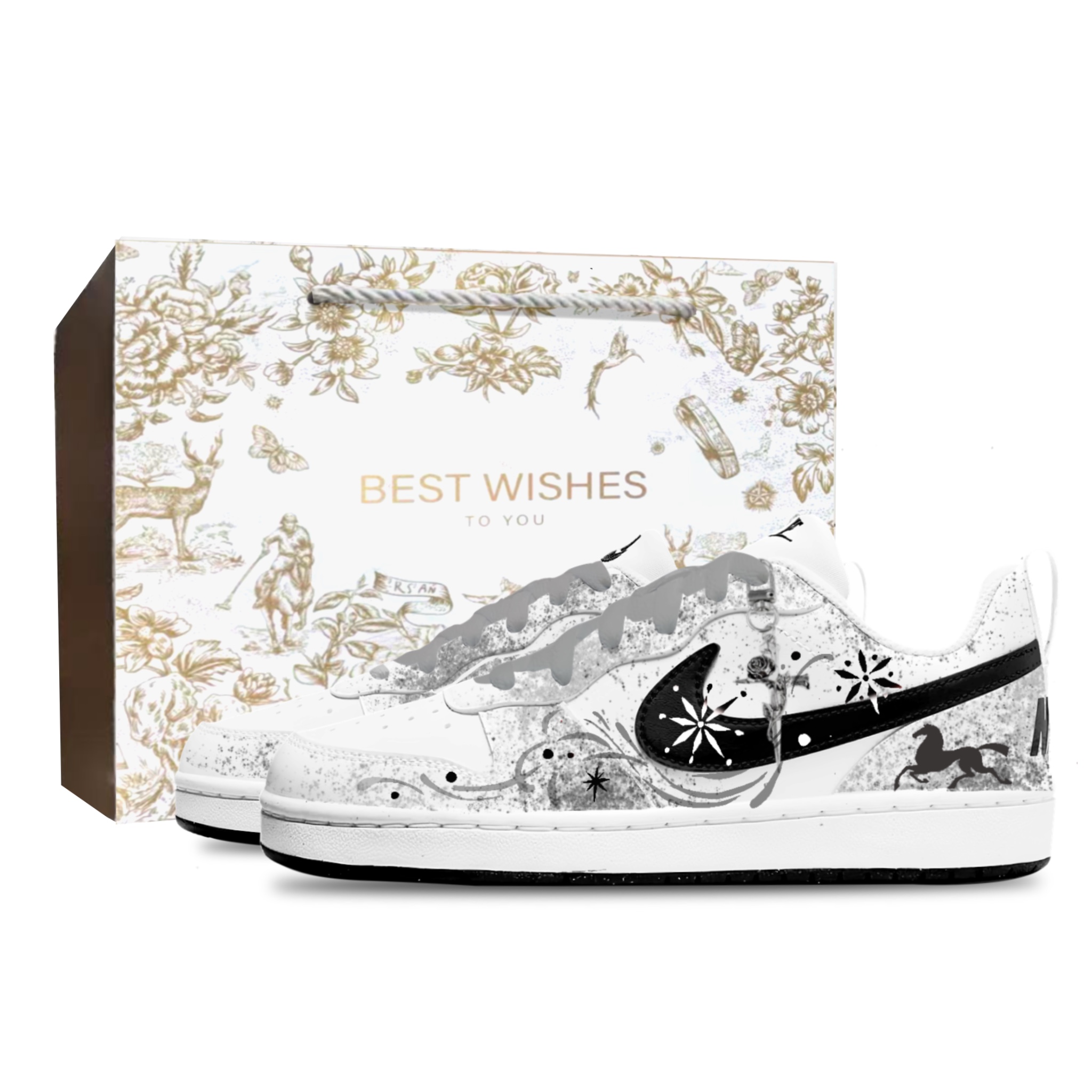 

Стойкие к скольжению и истиранию дышащие низкие кроссовки для скейтбординга Unisex Nike, белый