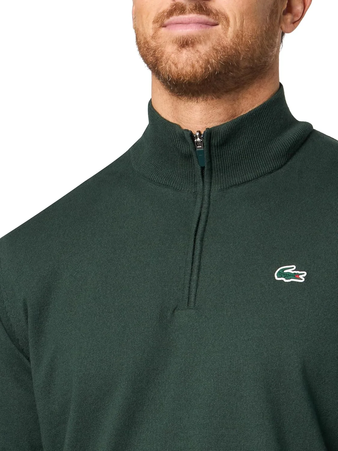 Lacoste мужской гольф свитер с молнией на четверть, Sinople — фото 3