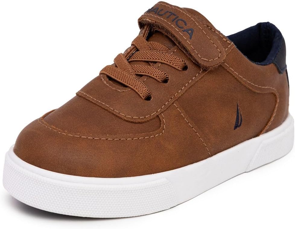 

Детские кроссовки Nautica с регулируемыми ремешками, Удобные повседневные кеды для мальчиков и девочек, малышей и маленьких детей, Tan