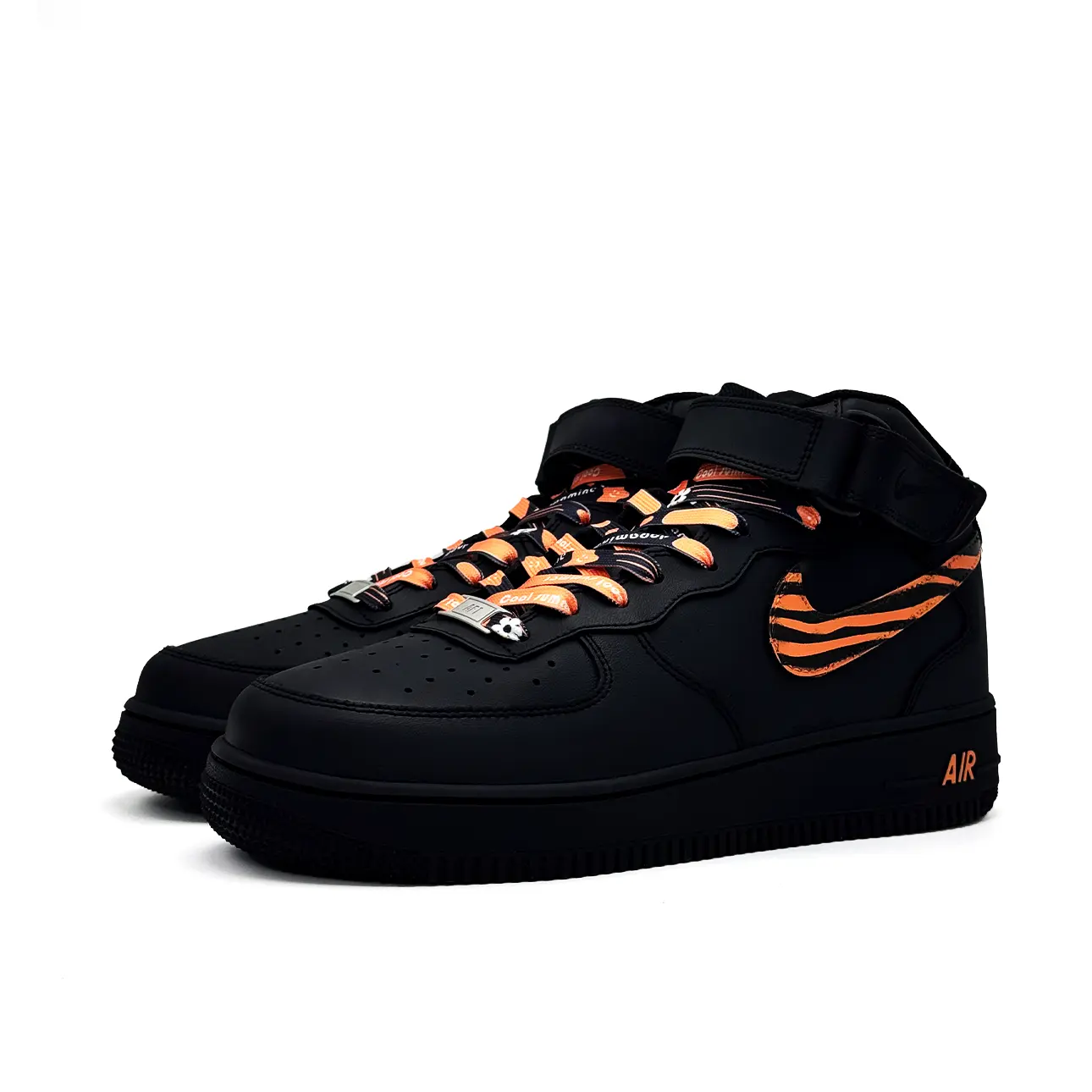 Кроссовки Nike Air Force 1 Mid '07, черный/оранжевый — фото 4