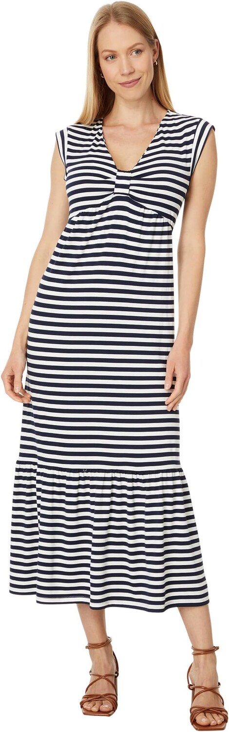 

Платье Tommy Hilfiger Stripe Tiered Midi Dress, цвет Sky Captain/Ivory