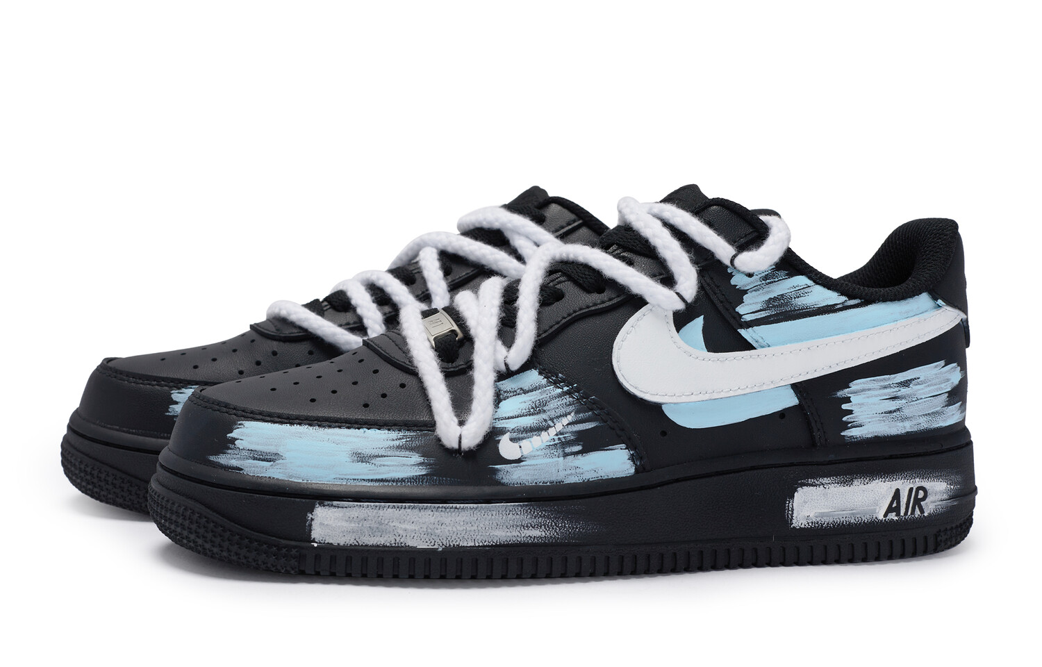 Кроссовки Nike Air Force 1 Skateboarding Shoes Unisex Low-top Blue, черный/синий — фото 2