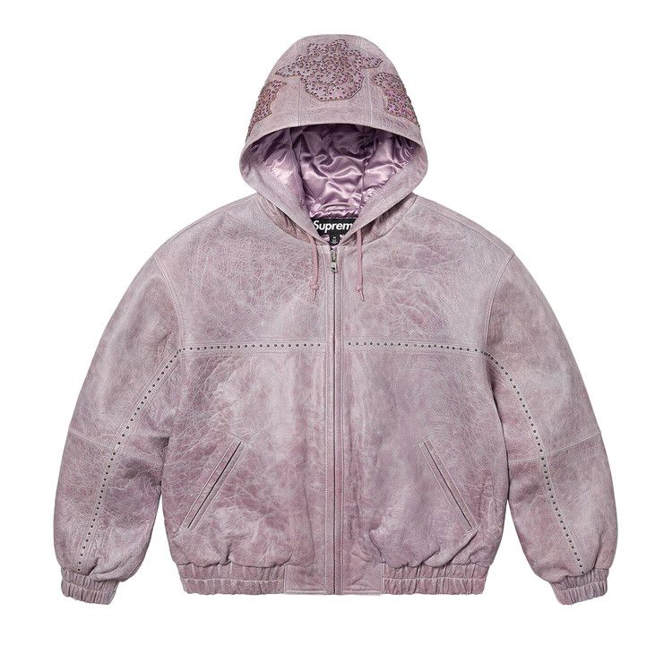 

Куртка Supreme Studded Hooded Leather Jacket, Lilac