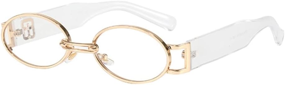 

Женские овальные солнцезащитные очки в винтажном стиле, маленькие металлические панк-очки, женские очки в стиле стимпанк с защитой от УФ-излучения UV400 generic, Transparent