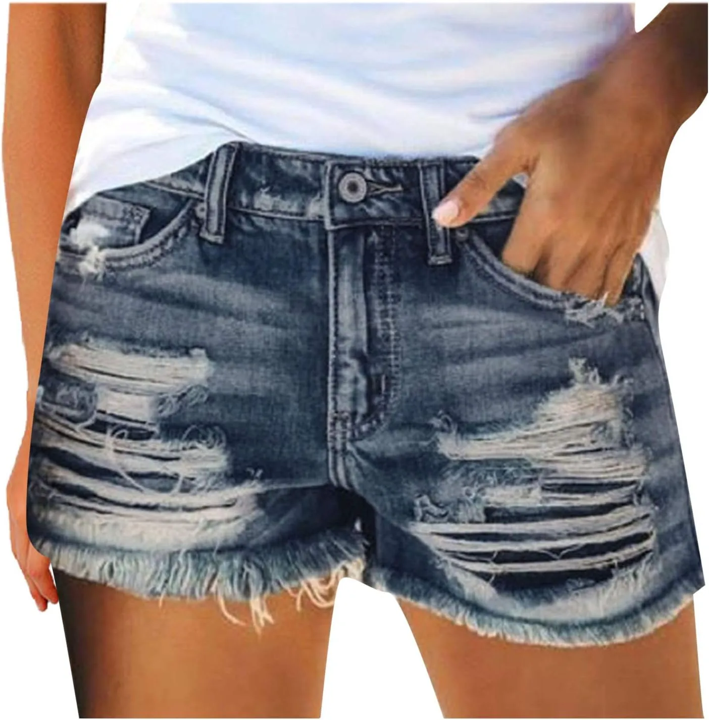 Женские шорты джинсовые Distressed High Waisted с рваным краем