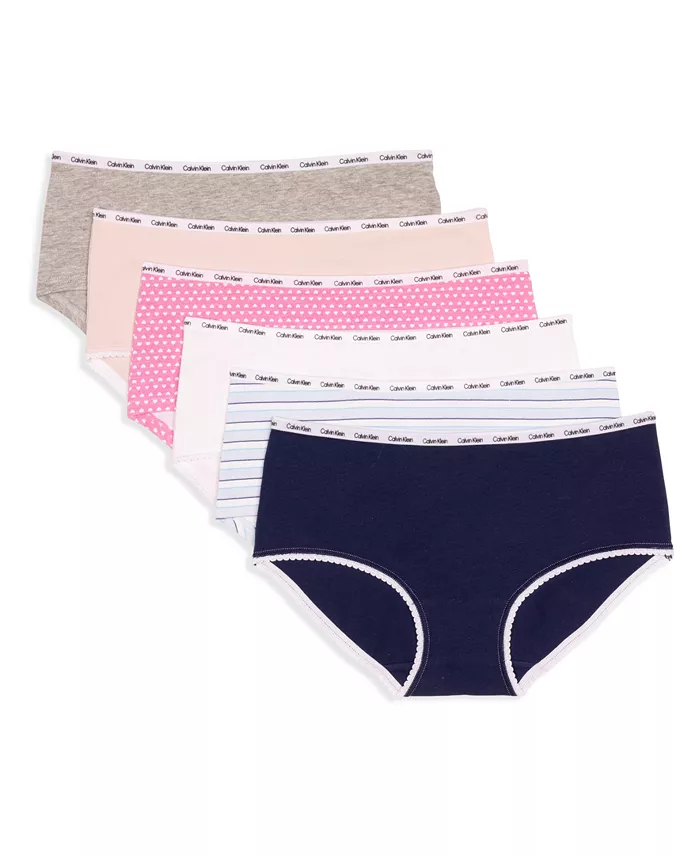 

Девушки 6-20 белье хипстер с пико деталь, 6 штук Calvin Klein, мультиколор