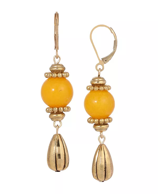 

Серьги с застежкой-рычагом из полудрагоценных бусин 2028, yellow