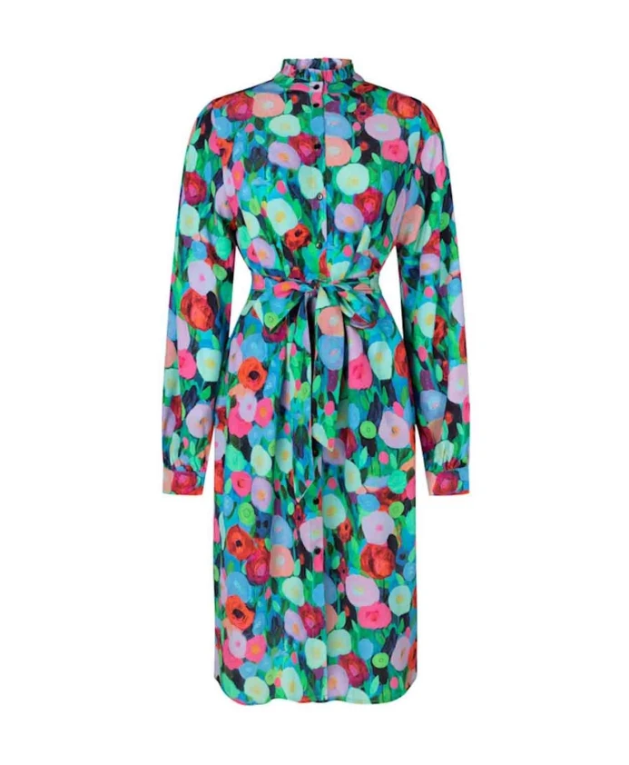

Зимнее платье с цветочным принтом и поясом Jansen Amsterdam, мультиколор