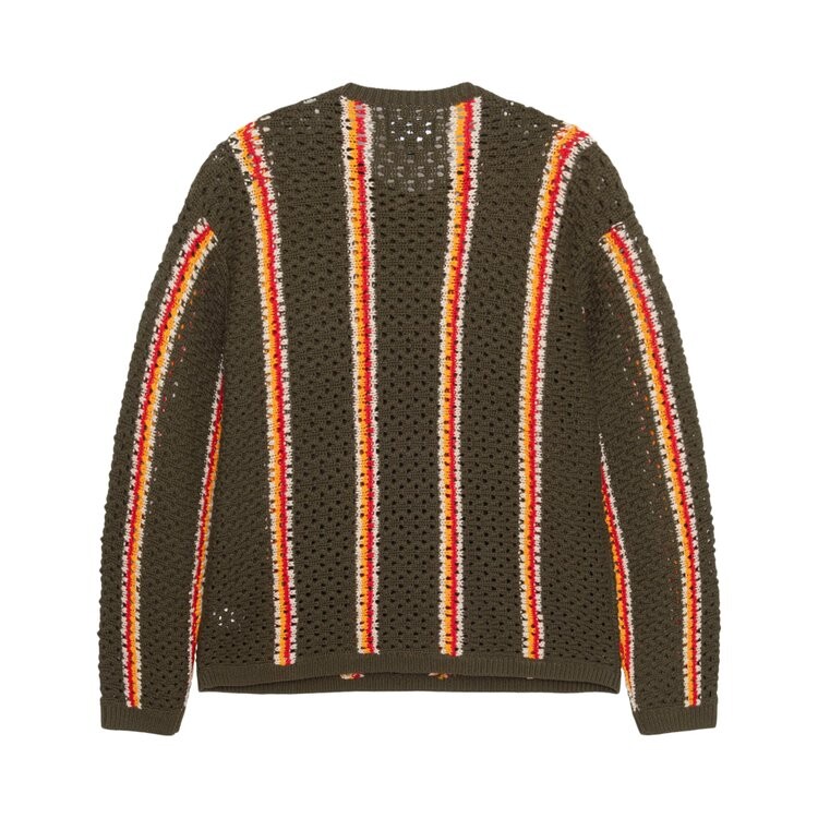 Свитер Stussy x Patta Striped Loose Gauge Sweater, оливковый — фото 2